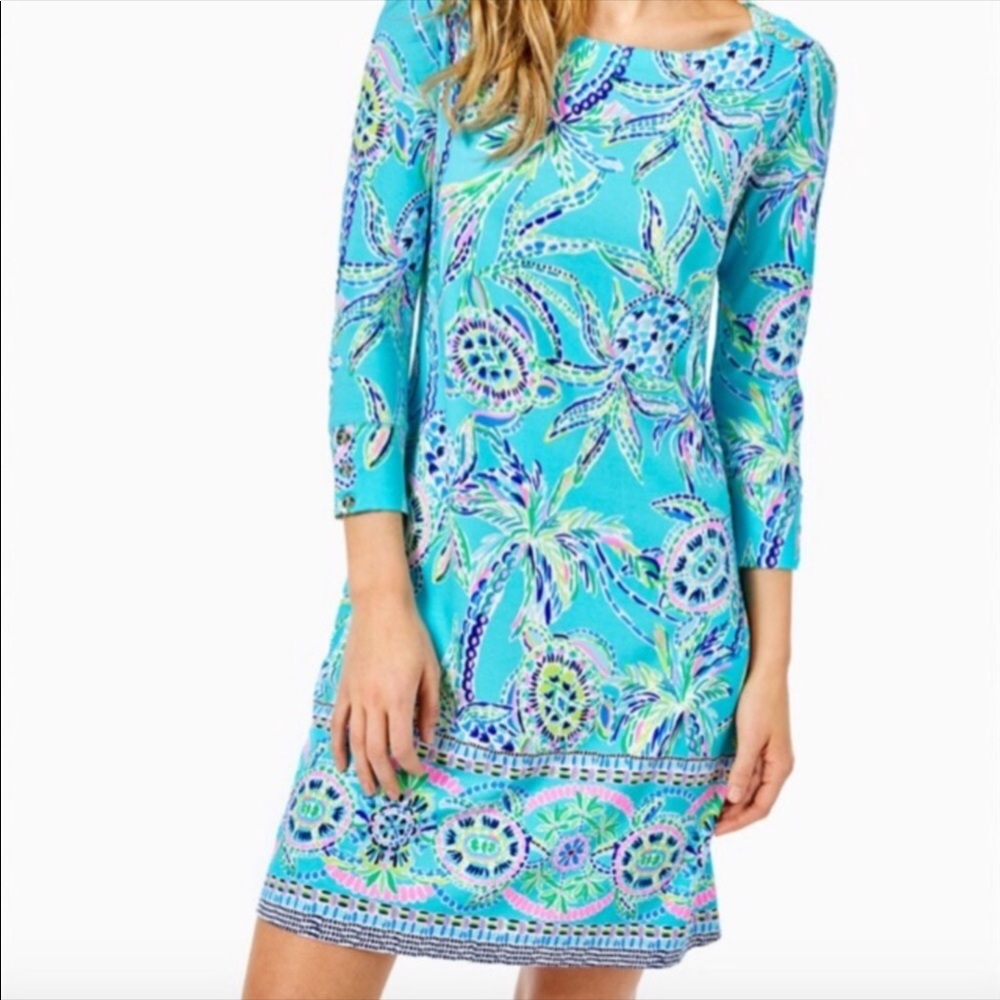 Lilly Pulitzer Coastal Blue Pink UPF 50+ Sophie Dress Starfish